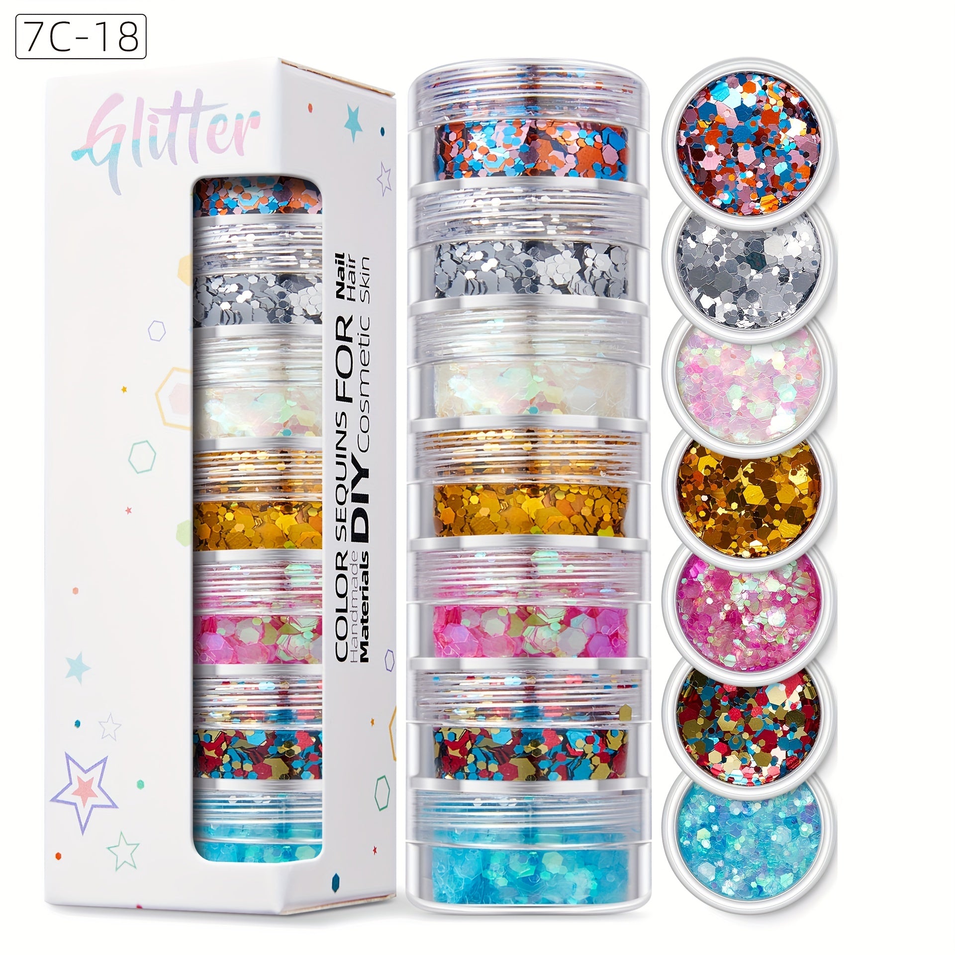 7 Layer Glitter Nail Makeup Crafts DIY Body Makeup Material