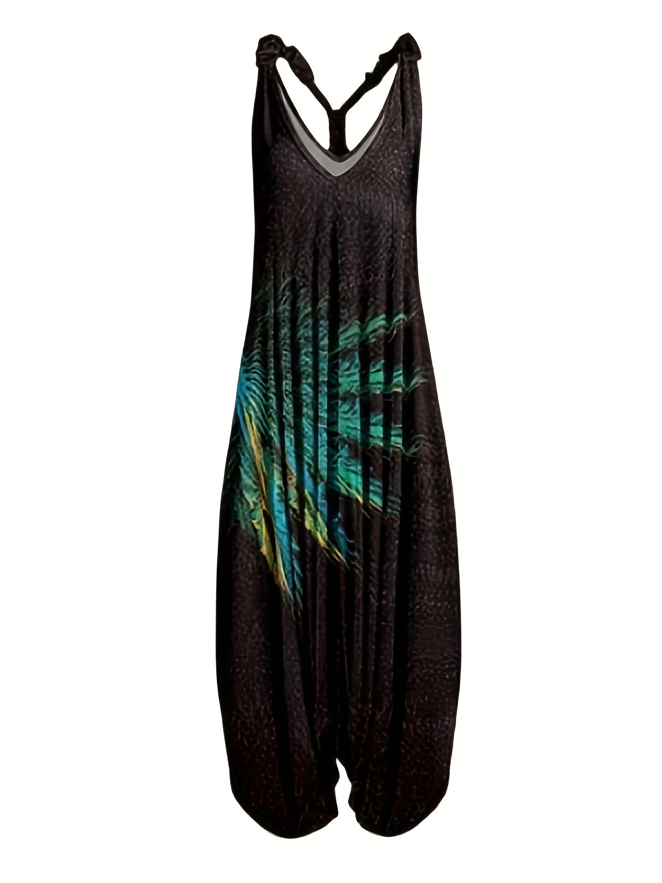 Graphic Print V Neck Jumpsuit for Women