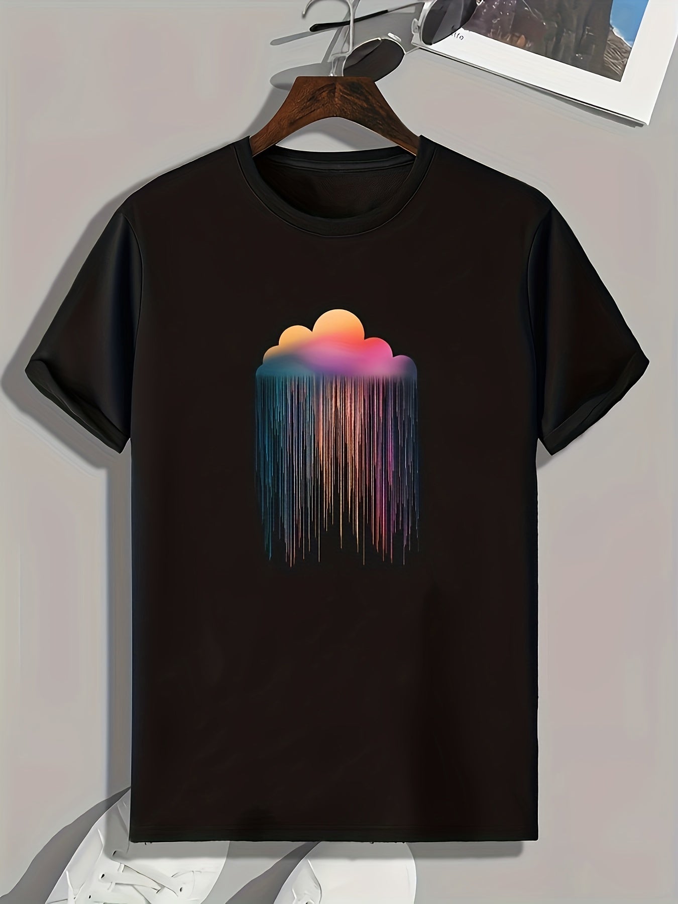 Cloud Pattern Print Men's Comfy Sports Tee Shirt