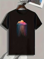 Cloud Pattern Print Men's Comfy Sports Tee Shirt