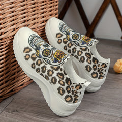 Leopard & Skull Print Slip-On Sneakers