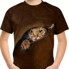 Boy's Kitten Graphic T shirt Casual 3D Print Tee Kid's Clothing