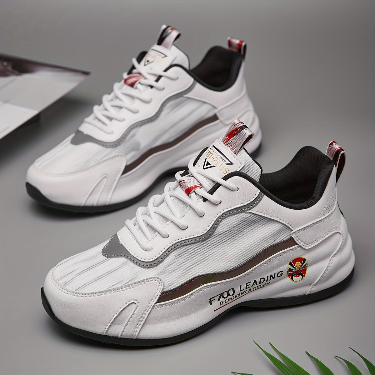 Chinese Style Block Run Shoes Reflective Stripes Soft Sole Sneakers