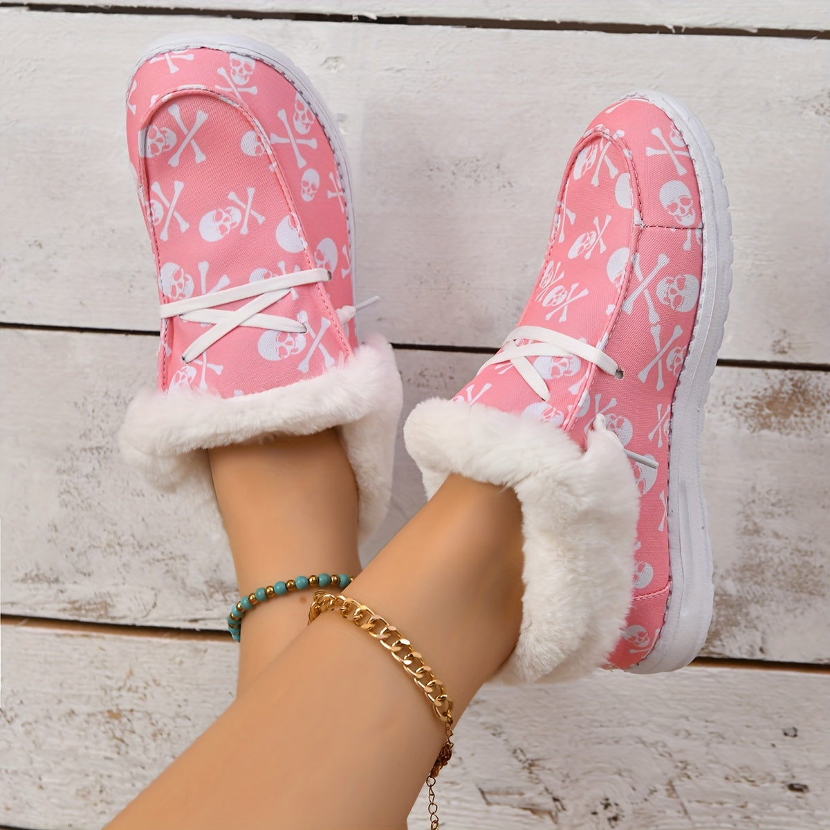 Colorful Skeleton Print Warm Sneakers Lightweight Casual Shoes