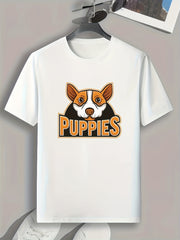 Puppy Pattern Print Men's Sports T-shirt - Comfy Graphic Tee