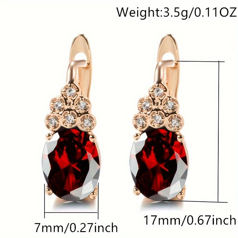Purple Zircon Oval Earrings Full Inlay Wedding Jewelry Dangle Accessories