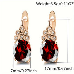 Purple Zircon Oval Earrings Full Inlay Wedding Jewelry Dangle Accessories