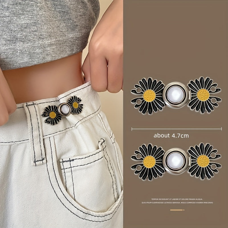 2 Pairs Jeans Dress Buttons Pants Clip Waist Tightener DIY Sewing Buckle