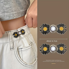 2 Pairs Jeans Dress Buttons Pants Clip Waist Tightener DIY Sewing Buckle