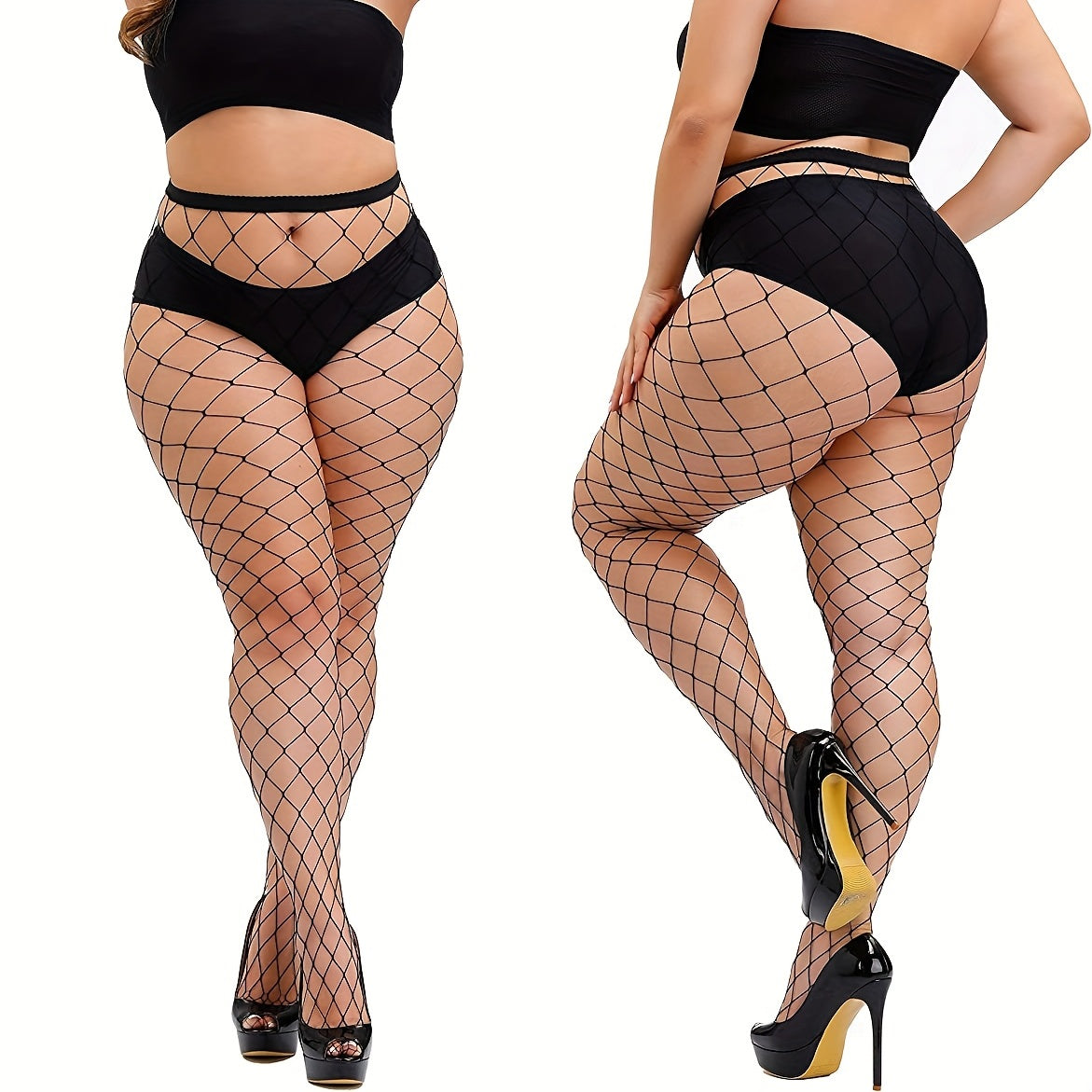Sexy Stockings Women's Plus Argyle Patterned Fishnet Tights