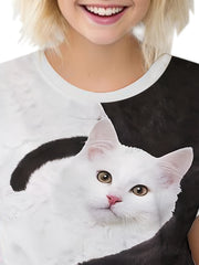 Creative & Kitties Graphic Short Sleeve T shirt For Kids Sports Summer