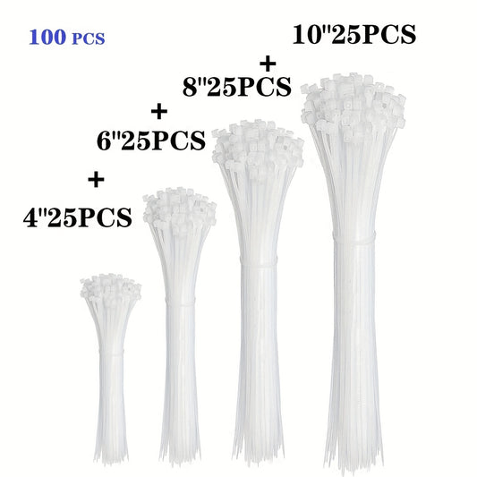 100-200pcs Assorted Sizes Cable Zip Ties Self Locking Nylon Cord Management Ties
