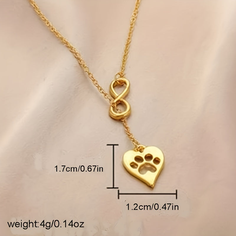 Heart Shaped Dog Claw Pendant Necklace for Girls