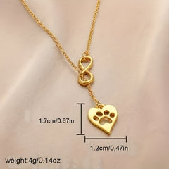 Heart Shaped Dog Claw Pendant Necklace for Girls