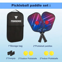 Carbon Fiber Pickleball Paddles Set of 2 Lightweight Rackets
