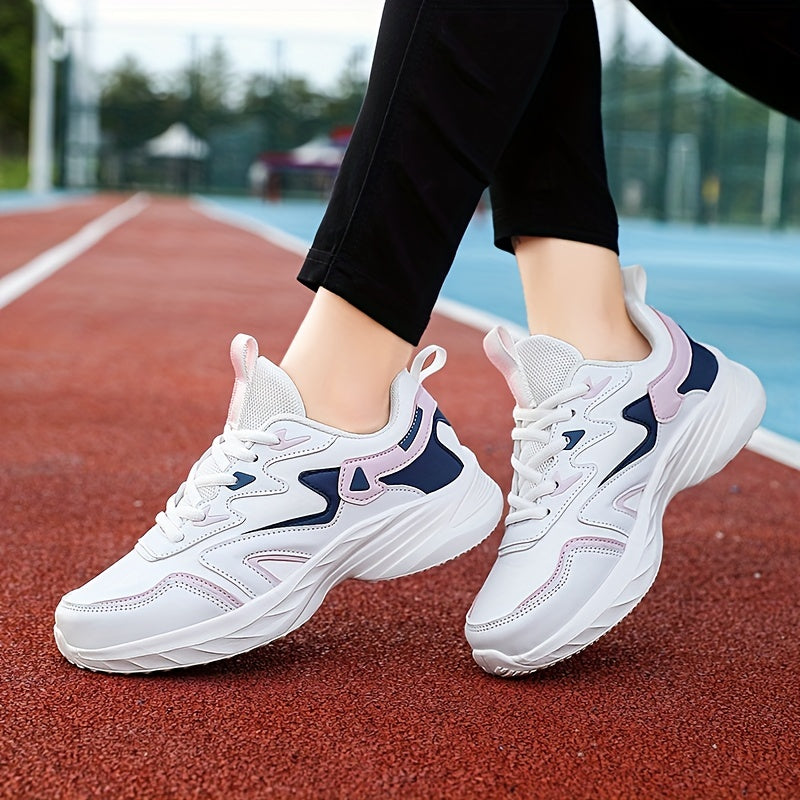 Lightweight Faux Leather Sneakers Non Slip Running Shoes