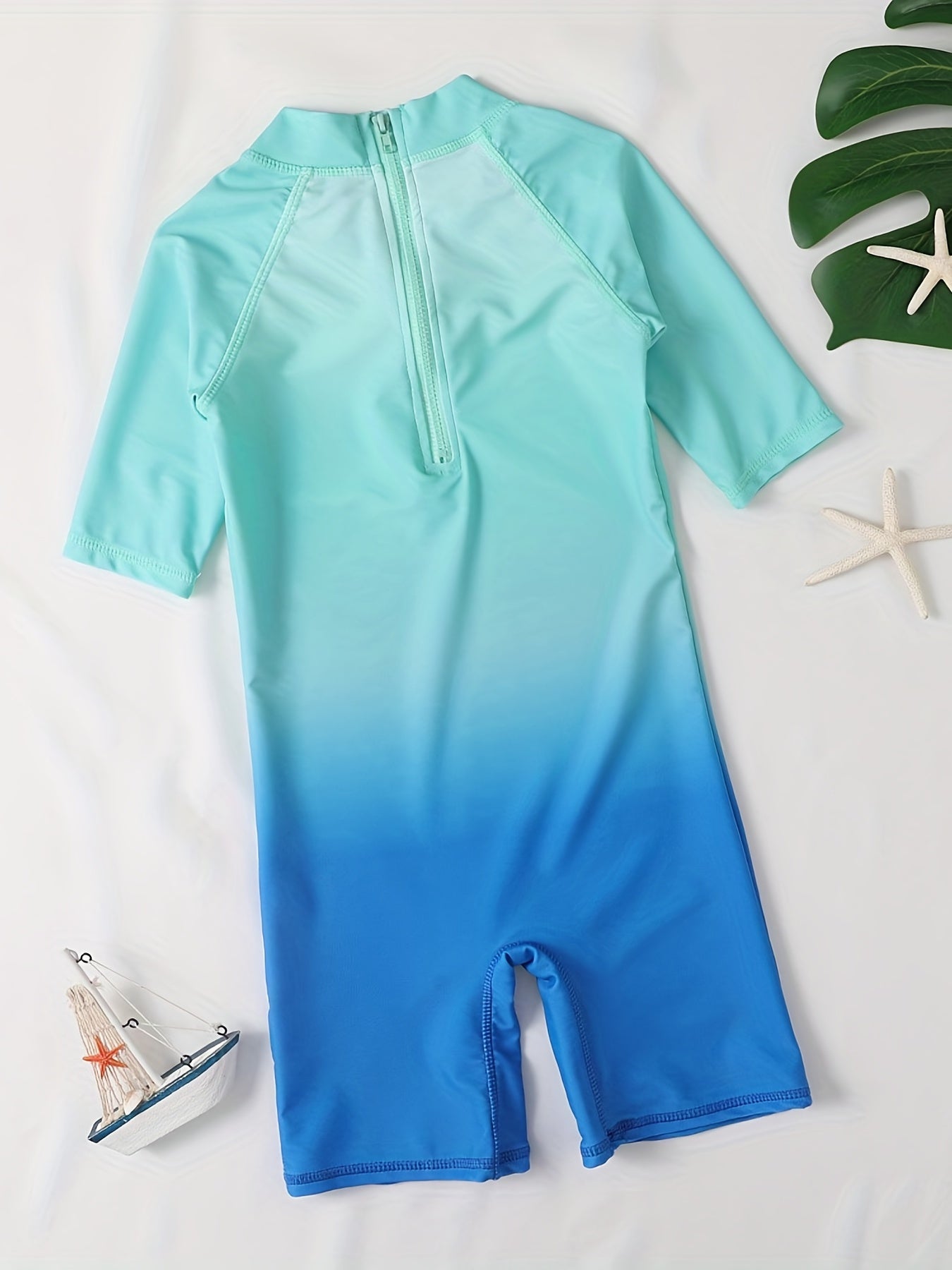 Boys Green Gradient Onesies Swimsuit