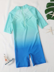 Boys Green Gradient Onesies Swimsuit