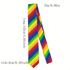 Rainbow Striped Tie Casual Hand Zipper Elastic Necktie For Men