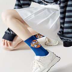 5 Pairs Letter Print Socks Breathable Sports Socks Women's Stockings