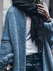 Solid Long Sleeve Open Front Sweater Cardigan