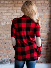 Plaid Print Open Front Jacket Casual Shawl Collar Long Sleeve Outerwear