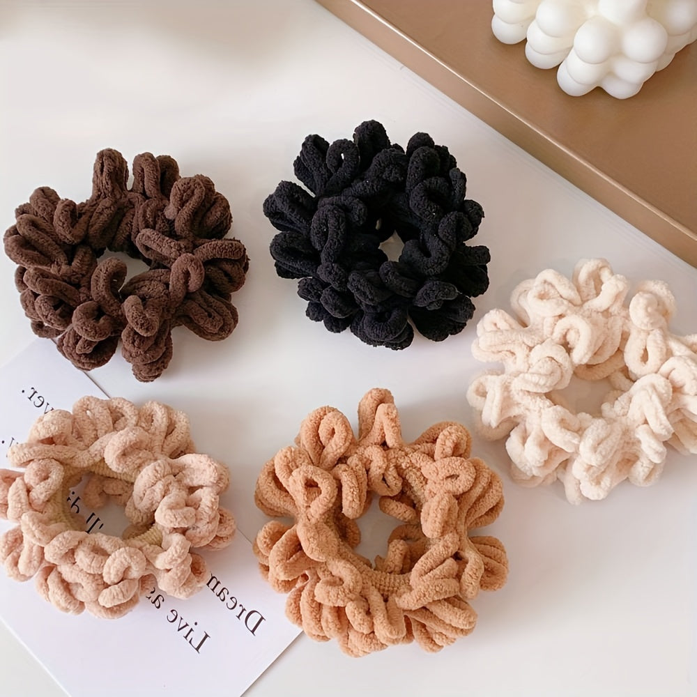 5pcs Plush Hair Rings High Elastic Hair Rope