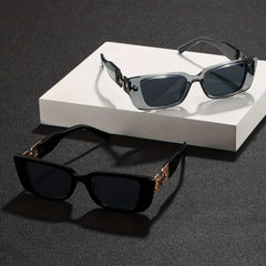 2pcs Men's Small Frame Sunglasses Metal Splicing UV Protection