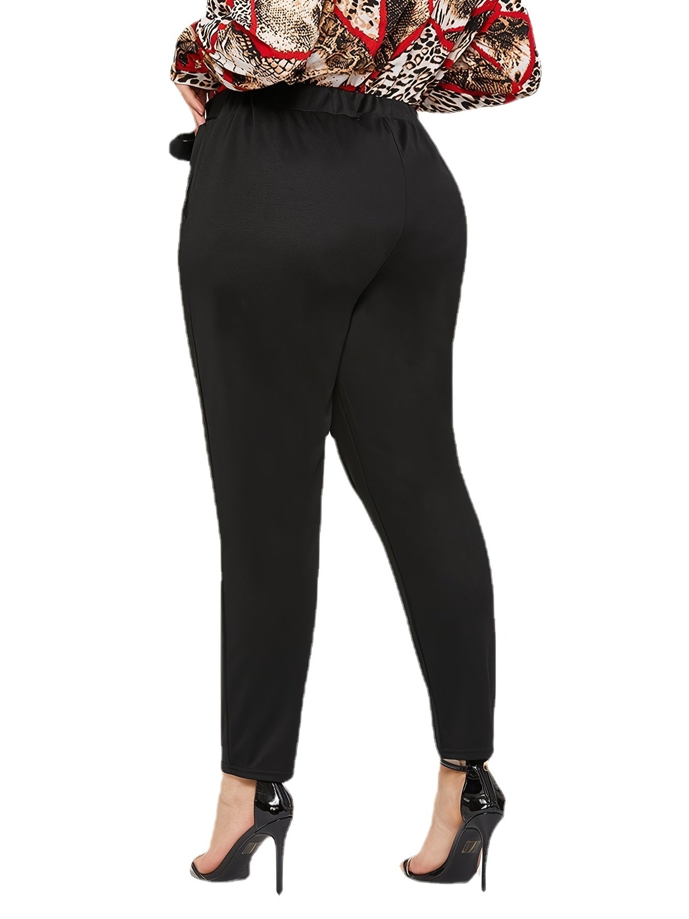High Rise Skinny Pants Workwear With Belt