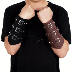 Renaissance Style Leather Arm Bracers Medieval Knight Archery Guards