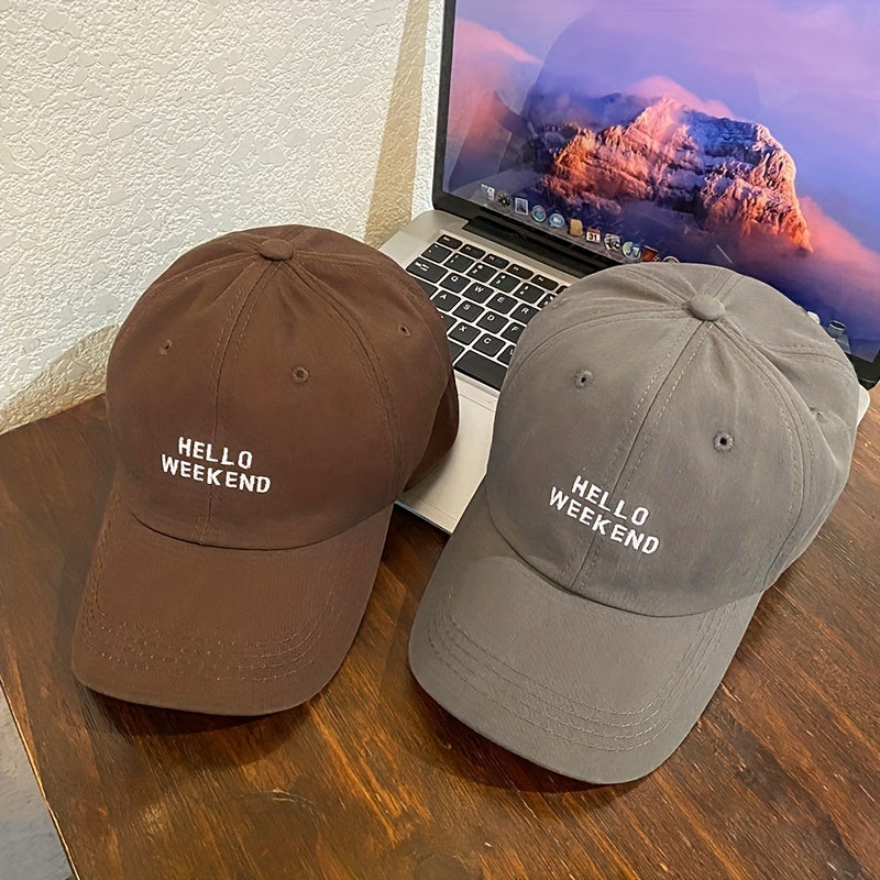 Casual Baseball Hello Weekend Embroidery Cotton Sun Hats Man Unisex Dad Hats
