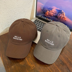 Casual Baseball Hello Weekend Embroidery Cotton Sun Hats Man Unisex Dad Hats