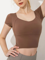 Quick Dry Yoga Top Short Sleeve Slimming Sporty Activewear