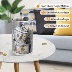 Transparent Acrylic Cylinder Piggy Bank
