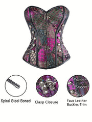 Chain Decor Strapless Corset Tummy Control Lace Up Body Shaper
