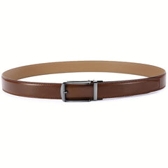 Men's Real Cowhide Leather Belt Brown Pin Buckle Middle Aged Youth