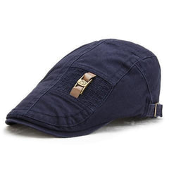 Men's Vintage Leather Beret with Iron Buckle