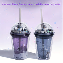 Space Cup 13oz Insulated Plastic with Lids Straws Hot Cold Drinks