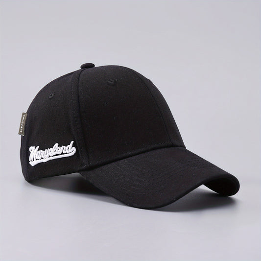 Men's Solid Curved Brim Baseball Cap Side Embroidery Letters Peaked Cap