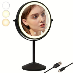 LED Vanity Mirror w/ Lights 10X Magnification Rechargeable Portable Beauty Mir
