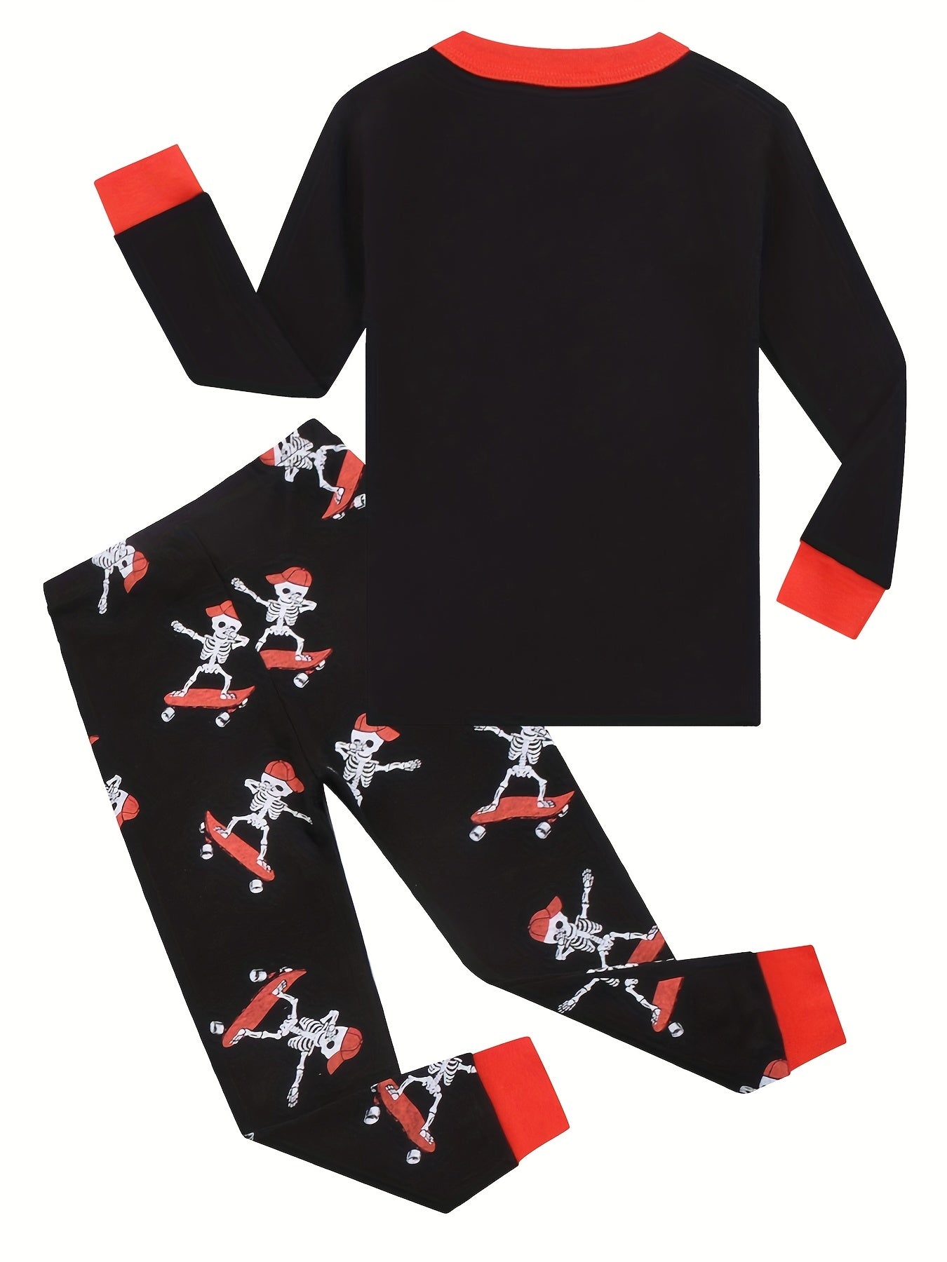 2pcs Halloween Pumpkin Print Boys Pajamas Set Long Sleeve T shirt & Pants