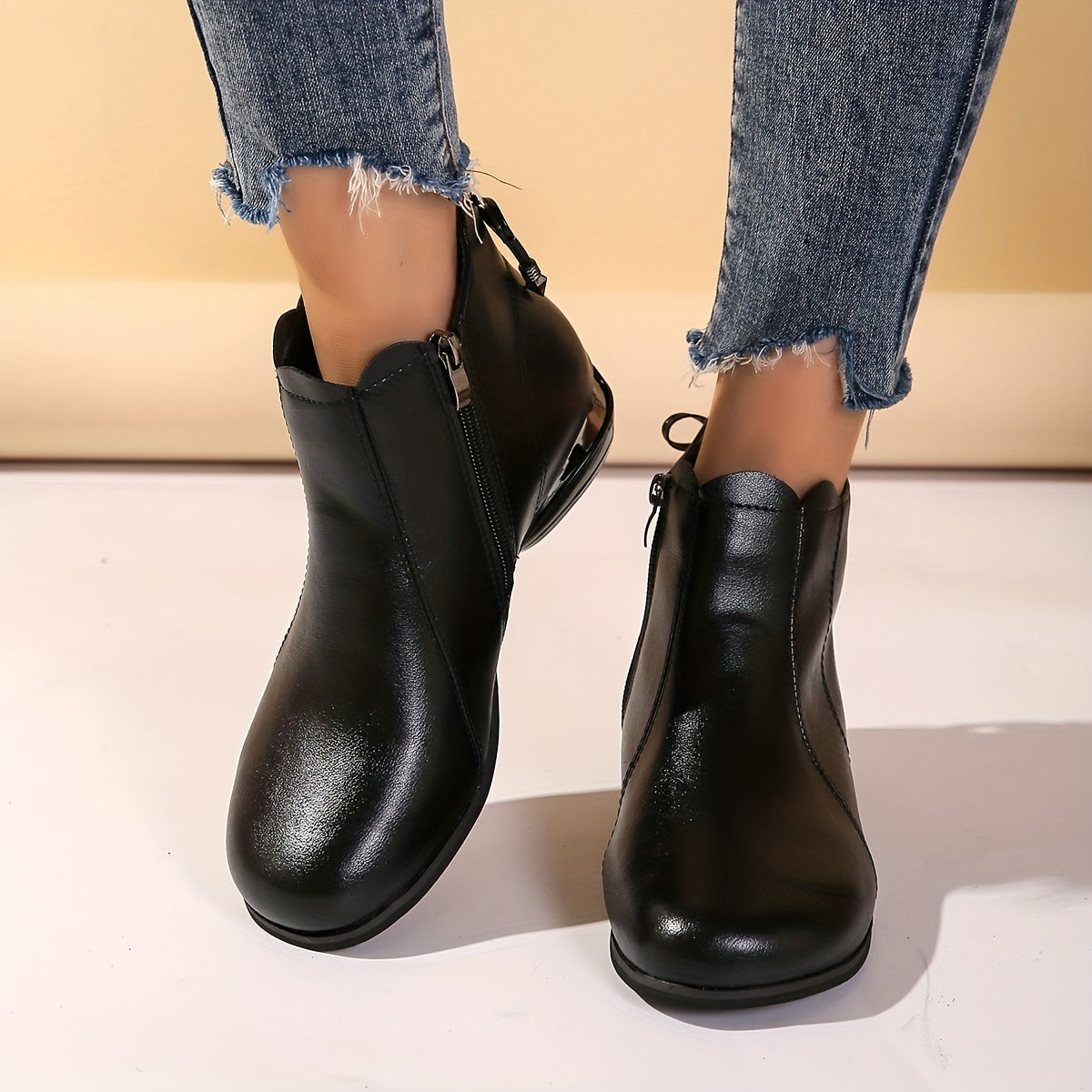 Women's Side Zipper Bowknot Ankle Boots