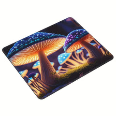 Mushroom Pattern Square Mouse Pad 20x24cm for Games Home Office Rubber Border