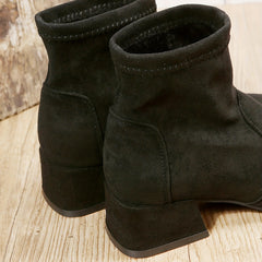 Women's Stretch Ankle Boots Slip On Chunky Heeled Boots