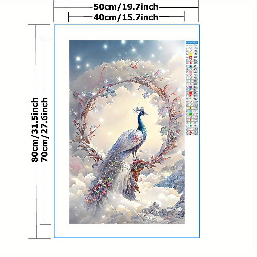 DIY Cross Stitch Kit Peacock Princess 11CT Printed Canvas Home Decor