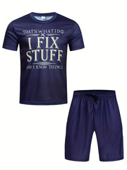 Men's 2 Piece Outfits Short Sleeve T-shirt & Casual Shorts Set