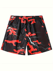 Retro Pattern Print Men's Breathable Shorts with Side Pockets