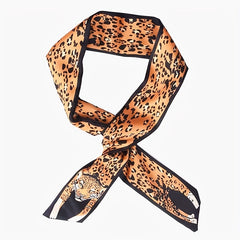 Animal Print Skinny Scarf Long Ribbon Neckerchief Satin Hair Ribbon