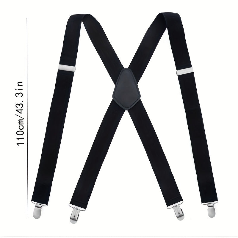 Men's X Shaped Suspenders with 4 Clips