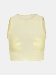 Y2K Sheer Tank Top Sexy Crew Neck Sleeveless Summer Tank Top Women's Clothing